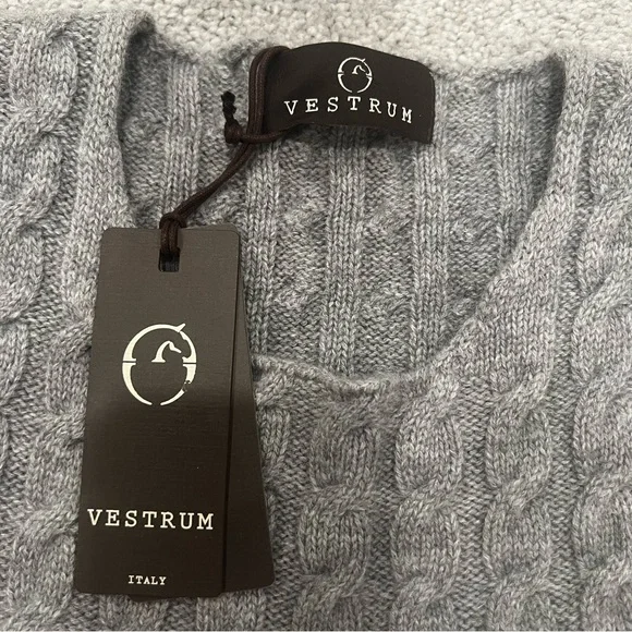 Vestrum Nozawa Italian Merino Wool & Cashmere Gray Knit Sweater Women’s M NWT - Picture 6 of 12